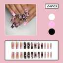 5 x Halloween Press on Nails Long Coffin Fake Nails with Ghost Designs False Nails Artificial Acrylic Full Cover Halloween Glue on Nails Square Shape False Nails for Women Girls Halloween Manicure Tips