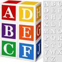 ReliThick 6 Pcs Custom Letter Toy Inspire Party Boxes with 52 Pcs Letter Cutouts 11.8 x 11.8 Inch Colorful Balloon Box Personalized Big Party Favor Box for Birthday Party Decoration (Bright Color)