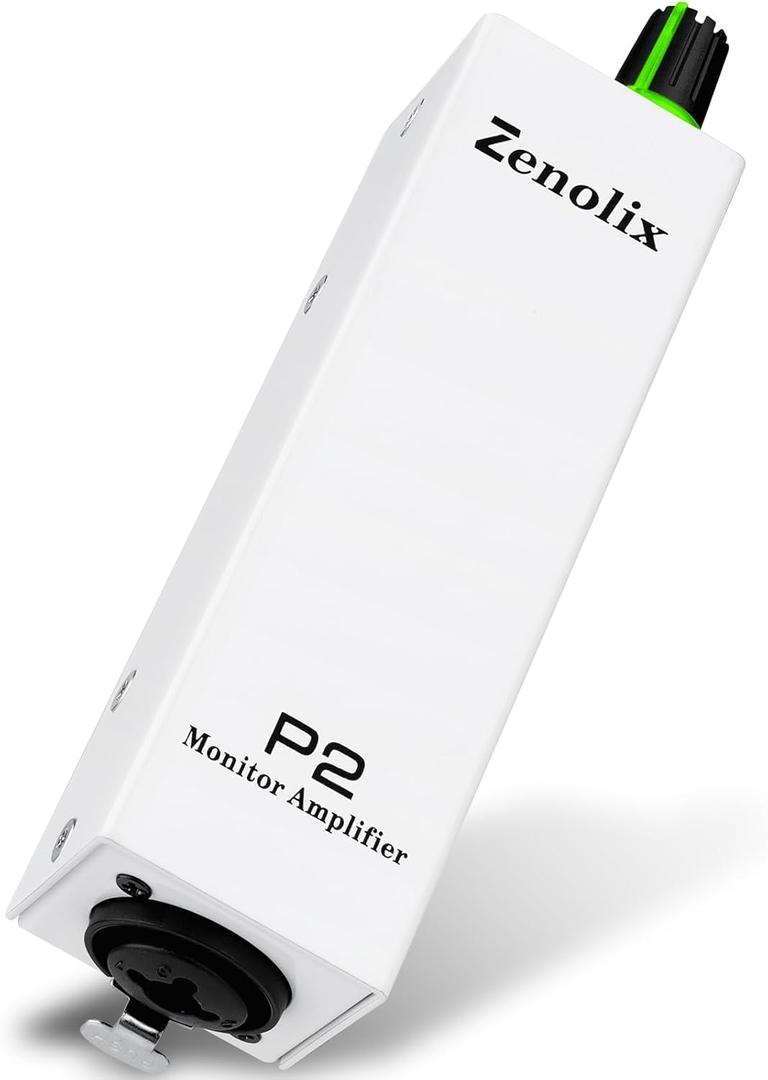 P2 Portable in Ear Monitor Amplifier, Headphone Amp with XLR/TRS Inputs 3.5mm Output, Headphone Amplifier with Durable Belt Clip, Stereo/Mono Switch for Drummers, Guitar, Keyboardists, White