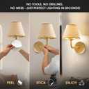 Set of Two Stick-On Hand Woven Wall Sconces, Battery Operated Wireless Wall Sconces with Remote Controlled, Adjustable Brightness Living Room Wall Decor(E26 Bulb Included)