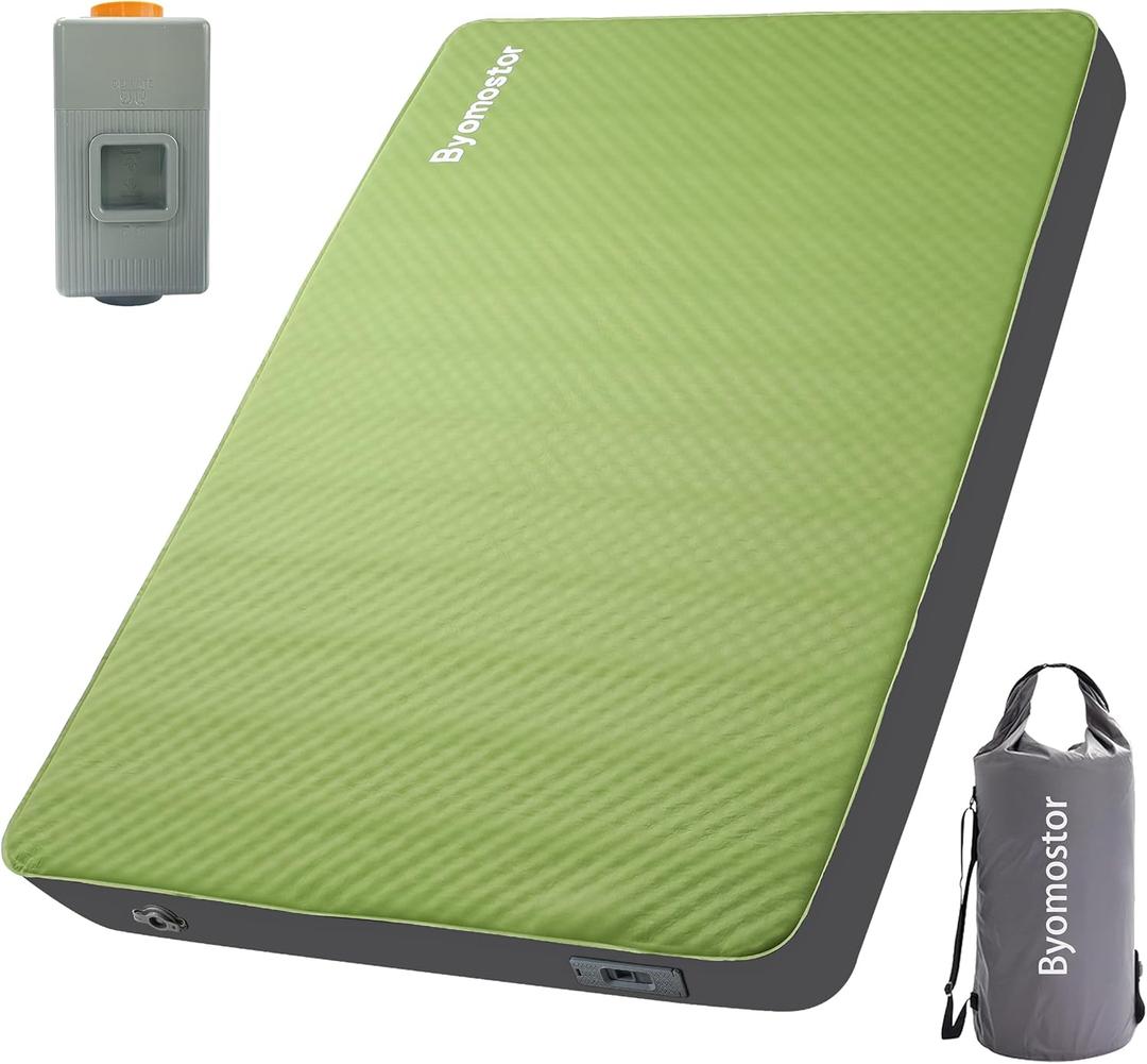 Byomostor Self Inflating Sleeping Pad, Foam & Air Camping Mattress 4" Thick | Quick Inflation & Deflation, Adjustable Firmness, 9.5 R-Value Insulated Sleeping Mat for All Season, For Truck,Rooftop Tent