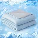 EASELAND Cooling Comforter King, Cold Touch Fabric Absorbs Body Heat, Double-Sided Cool Design Soft Fluffy Cooling Blanket for Night Sweats Hot Sleeper (Blue, King(108"X90"))