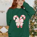 Christmas Sweatshirts Women Candy Canes Graphic Sweatshirt Vintage Xmas Long Sleeve Shirt Pullover Tops (Small)