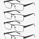 BLS Businessman Rectangular Reading Glasses - Professional Durable Readers - Blue-Light Blocking Lenses