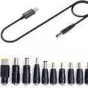 USB C to DC Charger 100W, 10 PCS Adapter Tips Kit, 20V/5A PD Fast Charging Adapter for Laptop, Monitor, Router - Universal Power Supply Solution