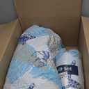 Dinjoy Coastal Quilt Set Queen Size, Blue Ocean Beach Themed Bedding Set Coral Seashell Conch Starfish Pattern Microfiber Lightweight Summer Bedspread Coverlet Bed Set All Season (96x90 Inch)