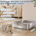 7.9'' High-Sided Low Entry Stainless Steel Cat Litter Box for Senior Cats