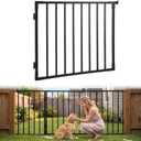 4ft W x 42in Wrought Iron Deck Gate Heavy-Duty Gate, Cuttable Outdoor Railing Gate, Rust-Proof AAMA2604 Black Textured Finish for Patio Porch Garden