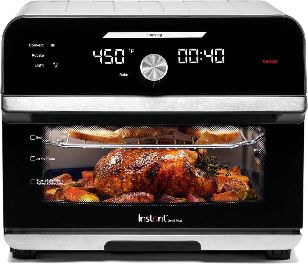 Instant Pot Omni Plus 19QT/18L Toaster Oven Air Fryer, 10-in-1 Functions, Fits 12" Pizza, Crisp, Broil, Bake, Roast, Toast, Warm, Convection, 100+ In-App Recipes, from the Makers of Instant Pot, Black