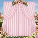 Pink Backdrop Curtains 4 Panels 5ft x 10ft Polyester Photography Backdrop Drapes for Baby Shower Party Wedding Stage Decorations