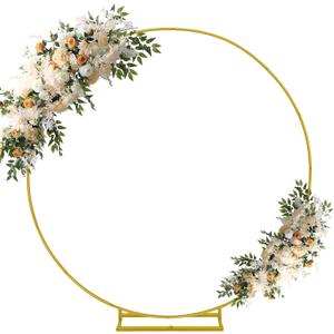 7.2FT Round Backdrop Stand Wedding Arch Frame Circle Stable Gold Metal Arch Stand for Wedding Birthday Party Baby Shower Bridal Shower Photography Decoration