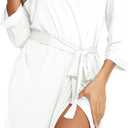 Samring Women's Lightweight Robe Soft Kimono Robes Short Bathrobe for Women Sleepwear (Medium, White)
