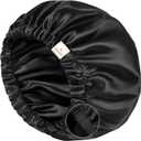 YANIBEST Silk Bonnet Satin Bonnet for Sleeping Women and Men, Adjustable Double Layer Hair Bonnet for Curly Braids Hair (Large, 02-black)