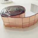 MEYA 250PCS of 3/4'' Glass Mirror Roll Tiles for Crafts, 2CM Mini Square Glass Mirror Tiles Self Adhesive Mirror Strips for Wall (2.5 Meters, Rose Gold Mirror)