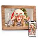 Frameo 10.1" Digital Picture Frame with 32GB Memory WiFi Electronic Photo Frame Wood 1280 x 800 IPS Touch Screen Auto-Rotate Slideshow Wall Mountable Share Photos/Video Remotely Anywhere