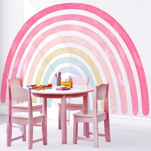 Kingarch Large Colorful Rainbow Wall Decals, Insparational Peel and Stick Fabric Nursery Wall Decor, Removable Home Room Wall Decor Murals Stickers for Kids Girls Toddler Bedroom Living Room Playroom