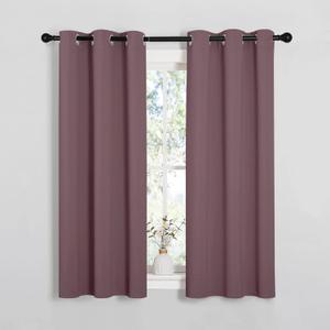 NICETOWN Window Curtain Panels, Dry Rose, 1 Pair, 34 by 54-inch, Thermal Insulated Solid Grommet Blackout Draperies/Drapes for Basement