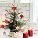 2 x 36 Pcs Valentine Heart Shaped Ornaments, Rose Gold Silver Pink Red Heart Ornaments for Mother's Day Christmas Wedding Anniversary Valentines Day Hanging Decorations