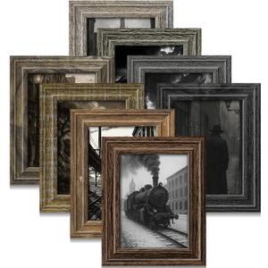 4x6 Picture Frames Set of 8,Classic American Vintage Rustic Farmhouse Style Photo Frames, High Definition Real Glass,for Tabletop or Wall Hanging