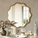 Brightify Gold Round Bathroom Wall Mirror, 20 Inch Circle Brushed Gold Mirrors with Metal Frame, Wall Wavy Mirror for Over Sink, Living Room, Vanity, Bedroom, Entryway, Fireplace