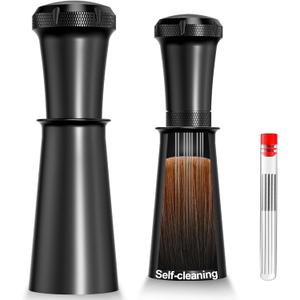 Nessus WDT Espresso Distribution Tool, Espresso Accessories with Built-in Cleaning Brush, 0.35mm 10 Needle Distributor and Extra 10 Needles for Espresso Stirrer, Aluminum Handle with Stand for Barista (Black)