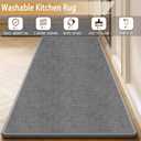 Kitchen Mats for Floor 2 Piece Washable Rugs Non Slip Kitchen Rug Sets, Absorbent Corner L Shaped Rug Runner Non Slip Kitchen Mat Set for Shower, Bathroom, Indoor Door (Grey Rug, 47“×20“+59“×20“)