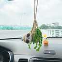 Crochet Sloth Car Rear View Mirror Holder, Cute Hanging Ornament, A Gift for Lovers Hanging, Lovely Bag Automotive Interior Decorations, CCBEEM01.1