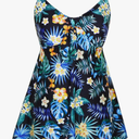 Plus Size Swimsuit for Women Tankini Swimdress Tummy Control Swimwear Two Piece Bathing Suit with Shorts 16W