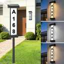 Lacasa Solar Address Sign, Dual-Sided Lighted House Numbers for Outside, Waterproof LED Illuminated Address Plaque with Stakes, 3 Color Modes, Wall Mounted or In Ground for Yard Home