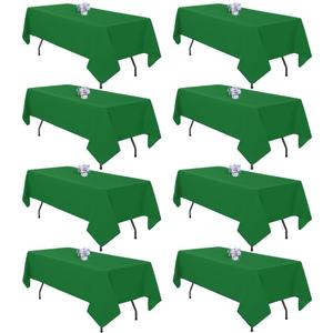 8 Pack Green Table Cloth 60x126 Inch Rectangle Tablecloth for 8 Foot Rectangle Tables, Wrinkle Resistant Washable Polyester Fabric Table Cover for Dining Banquet Wedding Party