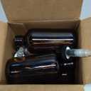 Cornucopia Brands 8oz Glass Pump Bottles (Pack of 4, Amber Brown) Lotion Soap Dispensers w/Black Plastic Pumps