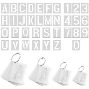 144 Pcs Letter and Number Stencils 4 Sizes Alphabet Number Templates, Alphabet Art Craft Stencils, Reusable Plastic Letters and Numbers Stencil Set, for Wood, Wall, Fabric, Rock, Signage(1,2,3,4 Inch)