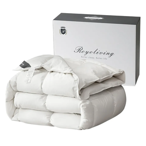 Royoliving Luxurious Down Duvet Insert Feather Queen Size Heavyweight Thickened Full Size 100% Organic Cotton Cover Winter with Corner Tabs (90x90, 60 oz)
