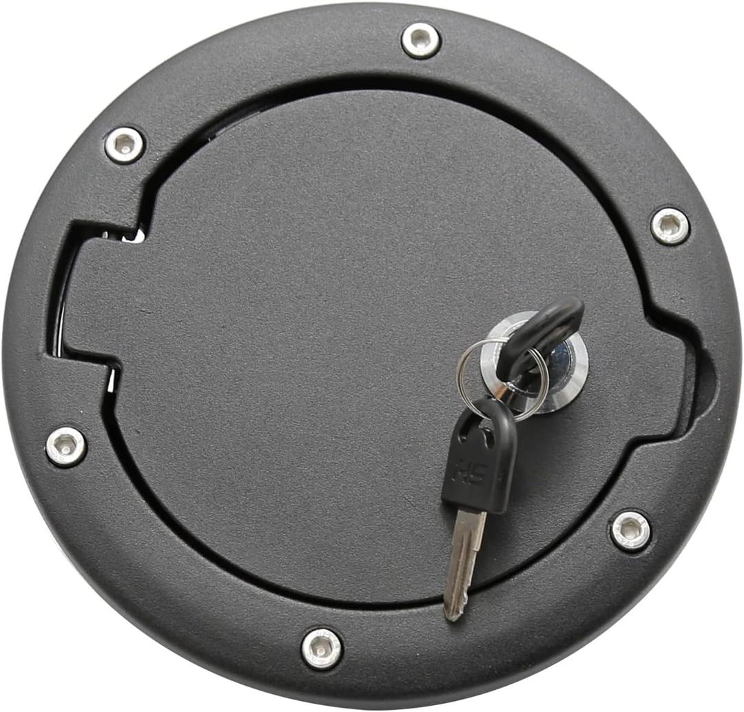 Fuel Tank Filler Cap, Fuel Filler Door Locking Gas Tank Cover, Fuel Filler Door Lock Fuel Cap with keys Replacement for Jeep Wrangler JK Unlimited Rubicon Sahara 2007-2018