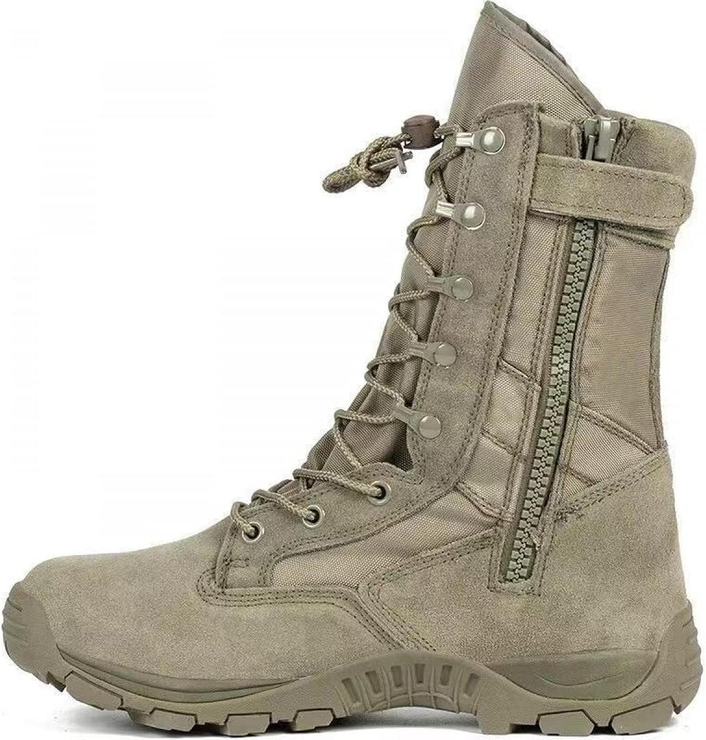 Mens 8 inch Tactical Military Combat Swat Desert Boots Hiking BootsTrekking Backpacking Outdoor Work Boots with Zipper, Size 45