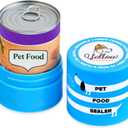 The Original Canned Dog Food Storage Container Patent Pending Reusable Airtight Can Cover Pet Food Sealer - Keeps Dog Food Can Fresh in the Fridge, Eliminates Odor, Easy to Use (Light blue and white)
