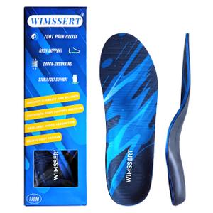WIMSSERT Plantar Fasciitis Relief Insoles, 220+ lbs High Arch Support Inserts for Men Women, Orthotics Inserts for Flat Feet, Work Boot Shoe Insole for Men Women, Absorb Shock with Every Step