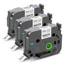 Pristar TZe-241 18mm 0.7 Laminated White Replacement for Brother P Touch Label Maker Refills TZe241 Black on White 3/4 Inch TZe Tz Tape Work with Brother PT-D400 PTD410 PTD600 PTD610BT, 3-Pack