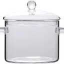Glass Saucepan Pot with Cover, Heat-Resistant Glass Saucepan Cooking Pot for Pasta Noodle, Soup, Milk, Food (1.5L/50oz)