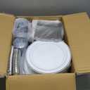 Goodluck 350 Piece Silver Plastic Dinnerware Set for 50 Guests, Fancy Disposable Plates for Party, Include: 50 Dinner Plates, 50 Dessert Plates, 50 Pre Rolled Napkins with Silver Silverware, 50 Cups