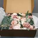 Ling's Moment Pink Artificial Wedding Arch Flowers Kit Pack of 4, 2pcs Hanging Flower Arrangement 2pcs Chiffon Drapes Ceremony Reception Spring Silk Rose Arbor Backdrop Floral Garden Outdoor Decor