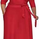 Runwind Plus Size Dress for Women - 3/4 Sleeve V Neck Maxi Dresses for Women （XL)