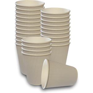 Whaline 23 Pcs Nude Sage Disposable Coffee Cups with Lids 12oz Milky White Paper Cups Corrugated Ripple Wall Insulated Hot Cups for Home Office Party Supplies