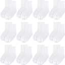 jealkip 12 Pack Baby Socks and Toddler Socks,Soft Cotton Crew Socks with Non-Slip Grips for Infants,Boys and Girls,2-4T,(White)