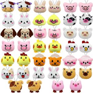 40 PCS Mini Farm Animal Plush Toys Set Cute Small Animal Stuffed Keychain for Party Favors Keychain Ornament for Goody Bag Easter Egg Stuffers Carnival Birthday Party Classroom Prizes 20 Styles