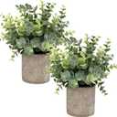 Flojery Mini Potted Plants Artificial Eucalyptus Boxwood Rosemary Faux Herbs Small House Plants 8.3"-9" Tall for Indoor Greenery Tabletop Dcor Centerpiece (Sprayed Eucalyptus)