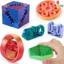 JOYIN 6PCS 3D Printed Fidget Toys, Spin Fractal Click Gear Fidget Toy, Metallic Color 3D Printed Fidget Toy for Favors ADHD, Autism, Kids & Adults, Party Favors, Desktop Deco Gift