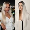 X-TRESS Platinum Blonde Synthetic Lace Front Wig Pre Plucked Ready to Wear 13x4x1 HD Glueless Straight Lace Front Wig for Women Natural Look Synthetic Heat Resistant Fiber Platinum Blonde Wig (26inch)