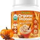 Orgain Organic Vegan Protein Powder, Pumpkin Spice Seasonal Flavor - 21g of Plant Protein, 5g Prebiotic Fiber, No Lactose Ingredients, No Added Sugar, Non-GMO, For Shakes & Smoothies, 1.02 lb, EXP: 04/11/2027