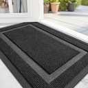 OLANLY Front Door Mat Indoor Outdoor Entrance, Waterproof All-Season, All-Weather Doormat, Sturdy Natural Rubber, Fade Resistant, Low Profile, Easy Clean Patio Porch Entryway Mat, 59x20, Black